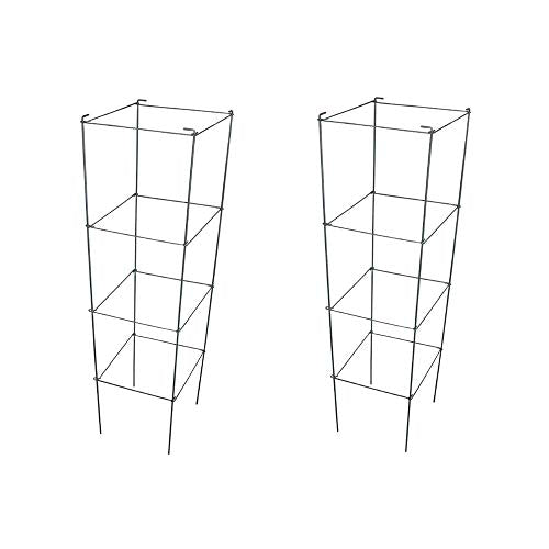 46" Height 12" Width 2PCS Galvanized Square Folding Tomato Cage,Plant Support Stake Tower - size: 12*46inch Sq-Galvanized-2Pack