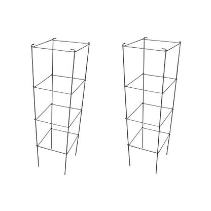 46" Height 12" Width 2PCS Galvanized Square Folding Tomato Cage,Plant Support Stake Tower - size: 12*46inch Sq-Galvanized-2Pack
