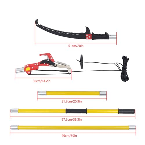 27FT Extendable Pole Saw, Manual Branch Trimmer with Long Handle - size: 27FT Yellow