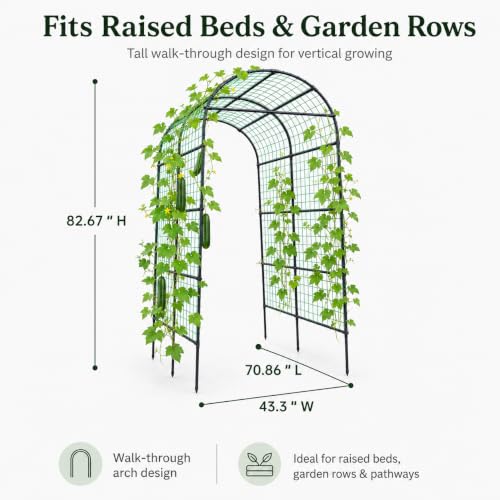 FOLLOOK Garden Arch Trellis for Climbing Plants Outdoor, 7.8 ft, Black - size: 43.3" x 70.8" x 82.6"
