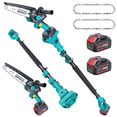 Electric Pole Saws for Tree Trimming, Brushless Mini Chainsaw - color: Azure Blue