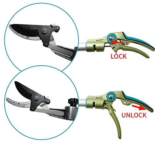 GARTOL Pruner for Garden, Cut Upto 1 Inch & Hold Telescopic Pole Pruner, Fruit Picker with Rotating Blade Head, Lightweight Aluminum Extendable Handle for Tree Branch Cutter, 3.67-5.45 FT, Silver - size: 3.67-5.45 FT