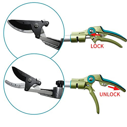 GARTOL Pruner for Garden, Cut Upto 1 Inch & Hold Telescopic Pole Pruner, Fruit Picker with Rotating Blade Head, Lightweight Aluminum Extendable Handle for Tree Branch Cutter, 3.67-5.45 FT, Silver - size: 3.67-5.45 FT