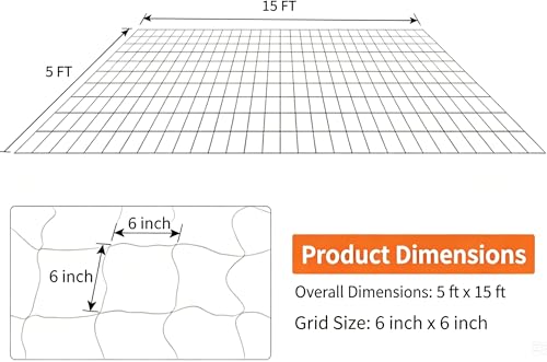 15 Ft x 5 Ft Trellis Netting for Climbing Plants, Garden Trellis Netting for Outdoor Indoor, 6" Square Mesh Ployester, White