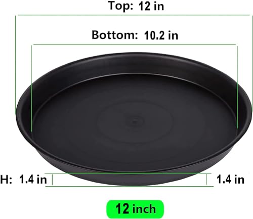 4Pack 12Inch Plastic Drip Trays Plant Saucers for Indoors Outdoor Plant, Thick Heavy Durable Sturdy Flower Pot Trays for Pots Planter, Black… - size: 4pack 12inch