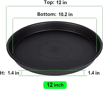 4Pack 12Inch Plastic Drip Trays Plant Saucers for Indoors Outdoor Plant, Thick Heavy Durable Sturdy Flower Pot Trays for Pots Planter, Black… - size: 4pack 12inch