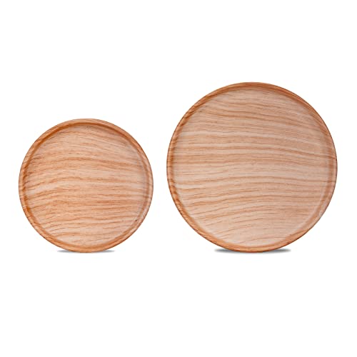 Ceramic Plant Saucer | Plant Trays for Indoors | Drip Tray | Plant Pot Saucers (4.5in + 5.75in, Wooden Grain) - color: Wooden Grain, size: 4in + 6in