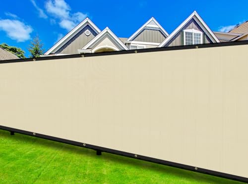 COARBOR 4' x 12' Fence Privacy Screen Heavy Duty Windscreen Fencing Mesh Shade Net Cover for Outdoor Wall Backyard Patio Deck and Porch, Beige - color: Beige, size: 0 4' x 12'