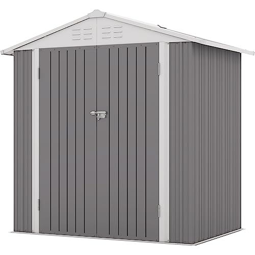 Patiowell 6x4 FT Outdoor Storage Shed, Metal Outdoor Sheds with Vents&Lock - color: Gray, size: 6x4 FT