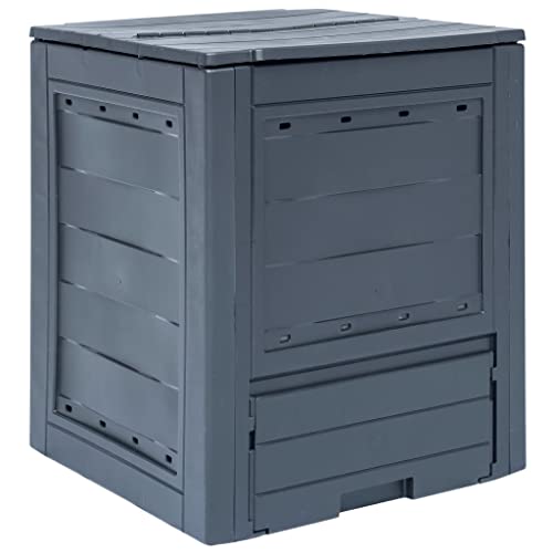 vidaXL Garden Composter, Trash Can with Split Lid and Ventilation Holes, Compost Bin for Outdoor, Fertilizer Container, Gray Plastic