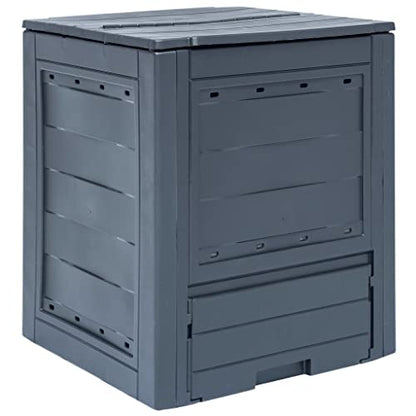 vidaXL Garden Composter, Trash Can with Split Lid and Ventilation Holes, Compost Bin for Outdoor, Fertilizer Container, Gray Plastic