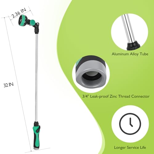 Yesker Watering Wand for Garden Hose, 35 Inch, 9 Spray Patterns, Adjustable Water Sprayer with Pivoting Head, Garden Hose Nozzle with Thumb Flow Control, Ideal for Water Hanging Baskets and Shrubs - size: 35 inches