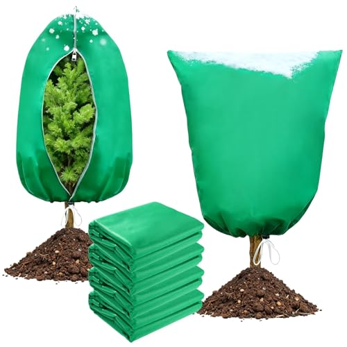 4 PCS Freeze Protection Plant Covers, Large 45 x 70 in Non-Woven Frost Protection Bags with Zipper and Drawstring, Cold Weather Shrub Covers for Bushes, Fruit Trees, Outdoor Plants