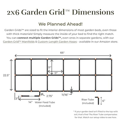 Garden Grid 2x6 | Garden Watering System for Raised Beds | Pre-Assembled - size: 2x6, style: Standard