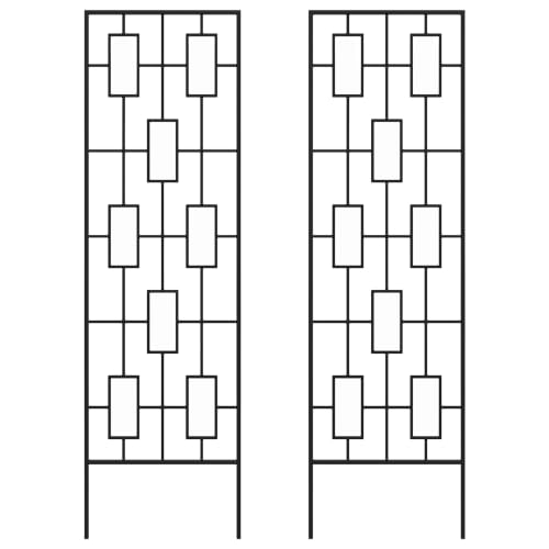 Panacea Black Metal Modern Climbing Plant Garden Trellis, 78" H, Set of 2