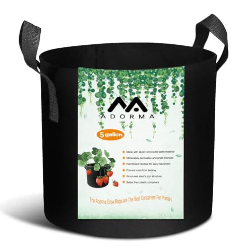 12 Packs 5 Gallon Grow Bags, Heavy Duty 300G Thickened Nonwoven Fabric Plant Pots with Handle - size: 5 Gallons