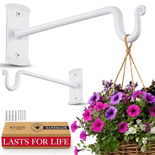 RTZEN Plant Hangers Outdoor or Indoor Heavy Duty Wall Bracket Hooks - size: 10 Inch, style: Shepherds Hooks - W