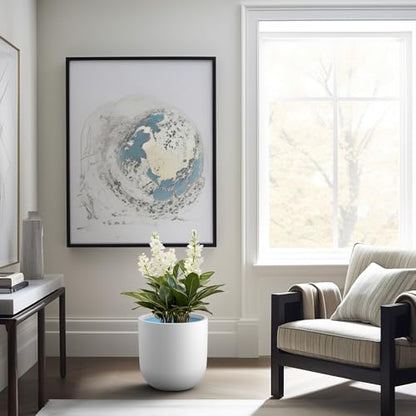Kante Large Round Capsule White Concrete Planter 16.5" Dia, Outdoor - color: White, size: 16.5"Dia x 16.5"H