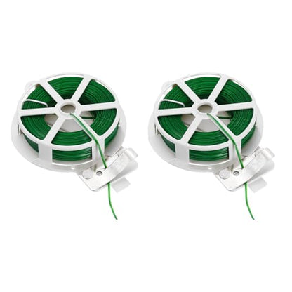 HARFINGTON 2pcs Twist Tie with Cutter 164FT (50m) Garden Plant Ties Wire - color: Green, size: 164FT