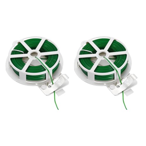 HARFINGTON 2pcs Twist Tie with Cutter 164FT (50m) Garden Plant Ties Wire - color: Green, size: 164FT