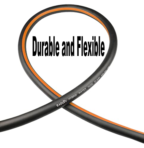 Hybrid Garden Hose 5/8 IN. x 75 FT, Heavy Duty, Lightweight, Flexible with Rotatable Handle and Solid Brass Fittings, Gray+Orange - size: 75 FT