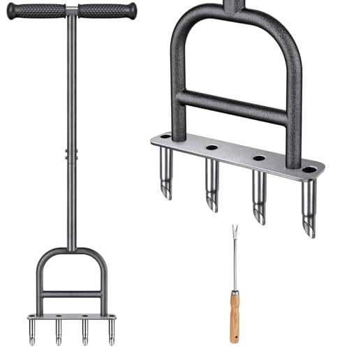 Lawn Coring Aerator Tool, 4 Core Stainless Steel Manual Aerator - color: Coring Aerator