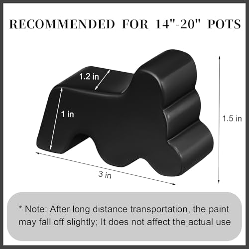 Kigeli 6 Pcs Resin Garden Pot Feet for Outdoor Planters 3 Inch Long 1.5 Inch Tall Flower Handmade Elevator Plant Feet Frost Proof Lifter for 14-20 in Pot(Black) - color: Black