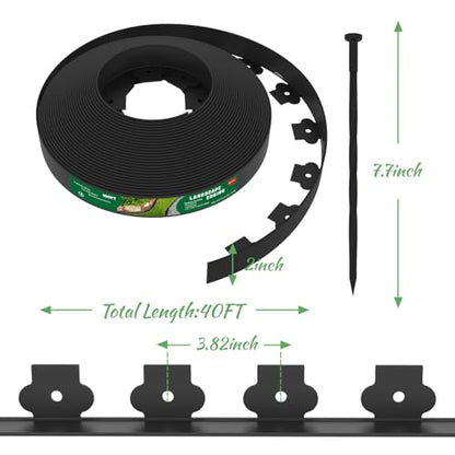 Mars Villa Landscape Edging, 2 Inch Tall 40FT Garden Edging Border Kit - size: 2IN x 40FT