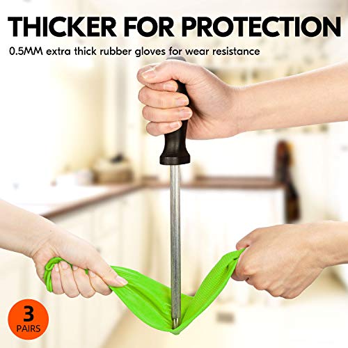 Vgo... Latex Reusable Cleaning Gloves,Long Sleeve Kitchen Gloves(RB2143) - color: Green, size: Large