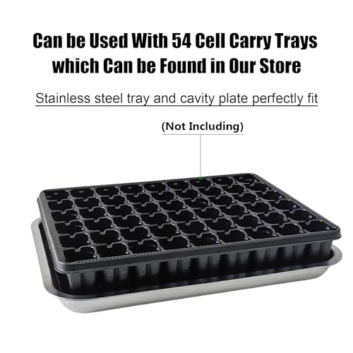 Stainless Metal Trays, Stainless Steel Seed Starter Carry Tray Fit 54 Cell Plug Tray, Nursery Seedling Pots Water Collection Transplantation (11.6 inch×15.2 inch, 1.45" Height, 10-Pack) - size: Middle-10P