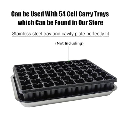 Stainless Metal Trays, Stainless Steel Seed Starter Carry Tray Fit 54 Cell Plug Tray, Nursery Seedling Pots Water Collection Transplantation (11.6 inch×15.2 inch, 1.45" Height, 10-Pack) - size: Middle-10P