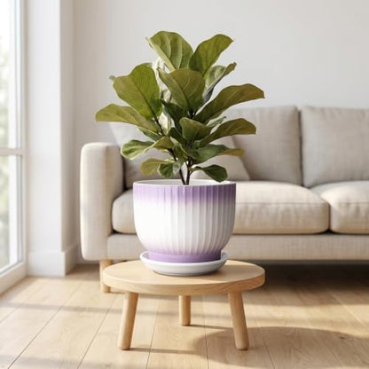 8 Inch Ceramic Plant Pot,Purple + White - color: Purple + White, size: 8 Inch(1 PCS)
