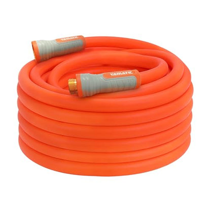YAMATIC Flexible Garden Hose 5/8" x 60ft, 360° Swivel Handle, Burst 600 PSI - color: Orange, size: 60' (feet) Male to Female with Swivel