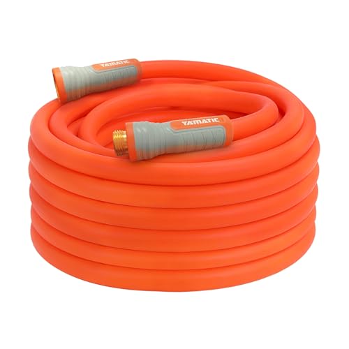 YAMATIC Flexible Garden Hose 5/8" x 60ft, 360° Swivel Handle, Burst 600 PSI - color: Orange, size: 60' (feet) Male to Female with Swivel