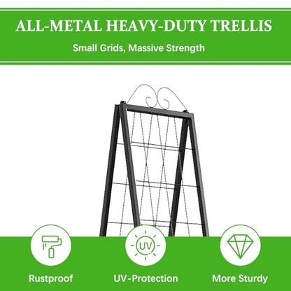 Zhongma Metal Garden A-Frame Trellises Heavy Duty Plant Support 77" H - size: 16"x 77"H A-Frame