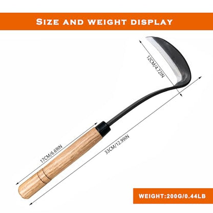 Japanese Weeding Sickle Hoe Gardening Tools 13-Inch Weed Remover Tool High-Carbon Steel One-Piece Molding with Hard Solid Wood Handle(Snake-Necked) - color: Snake-Necked