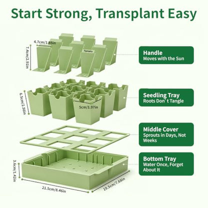 Seed Starter Tray with Handles Easy Transplant 9 Cells