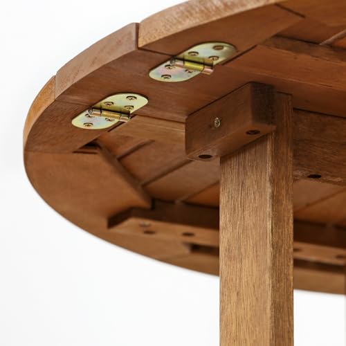 Furinno TIOMAN Outdoor Gateleg Round Patio Table, Natural - size: Gateleg Folding Table 35-inch Wide