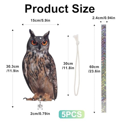 5PCS Flat Fake Owl to Scare Pigeon Woodpecker - color: Brown Owl 5pcs
