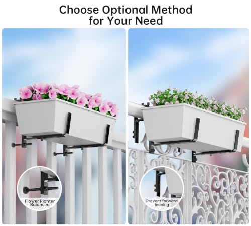 Y&M 4 Pack Window Box Brackets, Adjustable Railing Planter Box Brackets - size: 4p