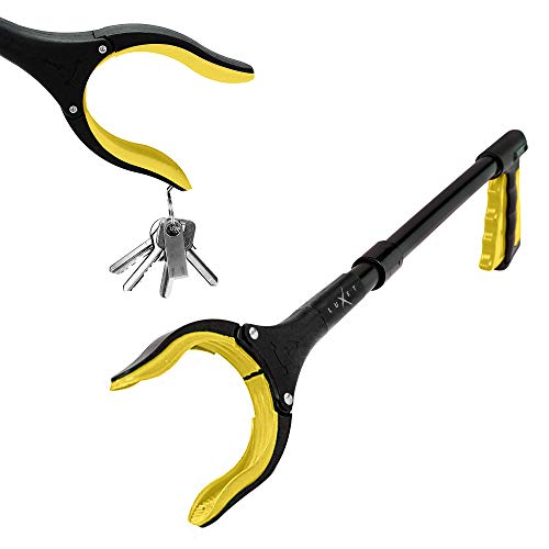 Grabber Reacher Tool 19 Inch Long, Foldable Pick Up Stick - Strong Grip Magnetic Tip - Heavy Duty Trash Picker Claw Reacher Grabber Tool Elderly Wheelchair Mobility Aid (Yellow) - color: Yellow