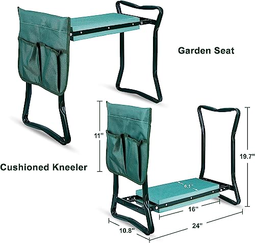 SUPER DEAL Folding Garden Kneeler and Seat with Free Tool Pouches - EVA Foam Pad Protects Your Knees - Sturdy and Lightweight, Gardening Gifts for Women Men - style: 1 Tool Pouch