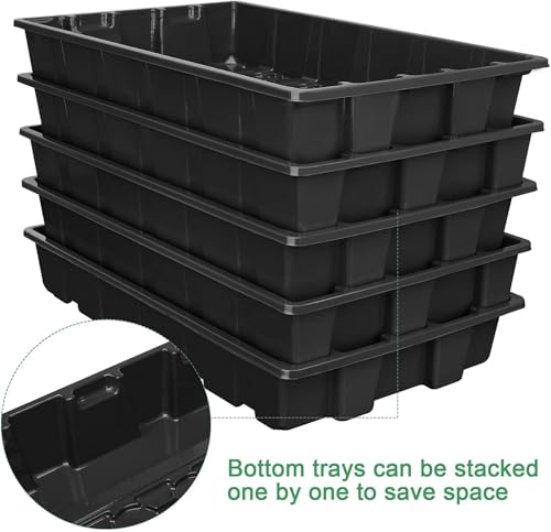 MIXC 5 Pack Seed Starter Tray, 200Cell Mini Propagator Greenhouse Grow Kit - color: Black, size: 40-Cell 5-Pack