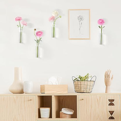 Mkono Wall Hanging Vases, 4 Pack Glass Propagation Stations Flower Planter