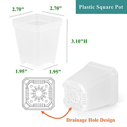 120 Pack 2.70 Inch Clear Plastic Square Nursery Pot