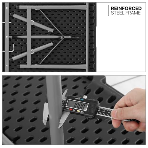 MoNiBloom 4Ft Folding Card Table, Picnic Cookout Table w/Handle, Black - color: Black
