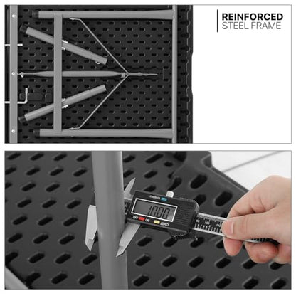 MoNiBloom 4Ft Folding Card Table, Picnic Cookout Table w/Handle, Black - color: Black