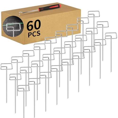 60 Pcs 6 Inch Landscape Fabric Staples, Tensile Strength 450-500Mpa -Non-Bending Garden Stakes Pins, Landscape Staples for Landscaping and Securing Lawn Fabric Weed Barriers(Square) - style: S-60 PCS