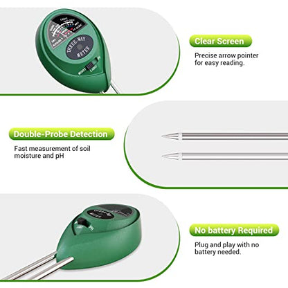 Dr.meter Plant Moisture Meter 3 in 1 Soil Moisture Light pH Tester