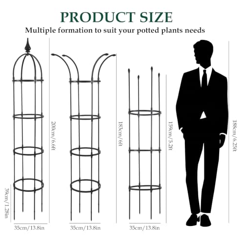 WellSign 2Pack 6.6ft Obelisk Trellis for Climbing Plants Outdoor Indoor - size: Metal-6.6ft-2PK
